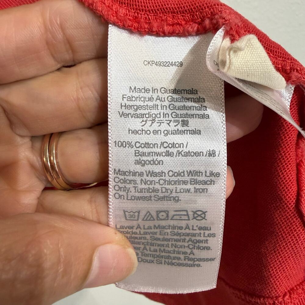Madewell Coral Red Garment-Dyed Raglan Long Sleeve Sweatshirt Top Sz S - Picture 6 of 9